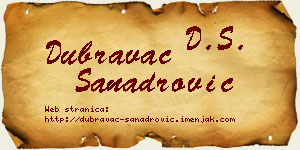 Dubravac Sanadrović vizit kartica